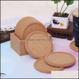 Mats almofadas Decoração de mesa Aessórios Cozinha, Bar de jantar Home Jardim Esteira Redonda Cork Cofácias 5 Café Bebidas Chá Pano Decorativo Pad