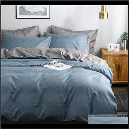 Dostawy Tekstylia Strona główna Ogród Comforter Pościel Queen King Set Set Solid Color Sets Simple European Bedclothes Quilt Er Pillowcase Dr