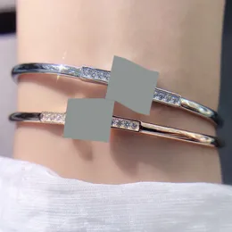 Korean Version Double T Letter Cuff Opening Micro Diamond Bracelet Unique Design Bracelets Jewelry Accessories XB068