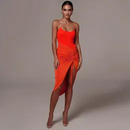 Kjolar Cutubly Slit High Waist Midi Skirt Lace Up Ruched Pencil för Kvinnor Elegant Sexig Solid Streetwear Club 2021
