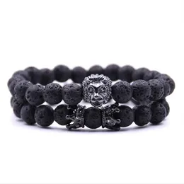 2 sztuk / zestaw 2021 Koralik Bransoletka Buddha Bransoletki Paracord Kamień Naturalny Kamień Lew Bransoletka Mężczyźni Pulseras Hombre Bracciali Uomo Mens Bransoletki GC204