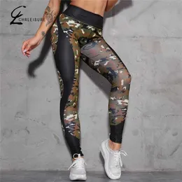 Camouflage print legging kvinnor hög midja leggings push up sexig gym hjärtslag byxor leginsy 211204