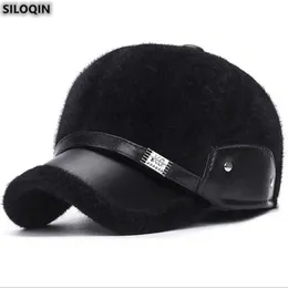 Siloqin justerbar storlek dad hatt vinter termisk förtjockad öronmuffar baseball cap ny mode imitation hår fritid kepsar för män Q0911