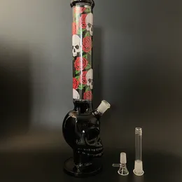 16 polegadas Big Glass Bong Skull Hookah Percolator Shisha Dab Rig Fuming Water Pipe Filtro Bubbler com apanhador de gelo