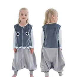 Odzież dziecięca Śpiwór Piżamy Kombinezony Jesień Bez Rękawów Flanel Outdoor Pajama Baby Girls Boys Sleepwear 211130