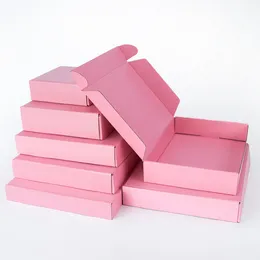 5PCS / 10PC / Pink Presentförpackning Festivalparty 3-lager Corrugated Box Storage Display Kartong Stödar anpassad storlek Utskriftslogotyp