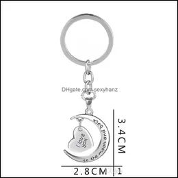 열쇠 고리 보석 Fahmi Letter Ring Heart Keychain I love you to the moon and back bag mangs fashion drop delivery 2021 rxsum