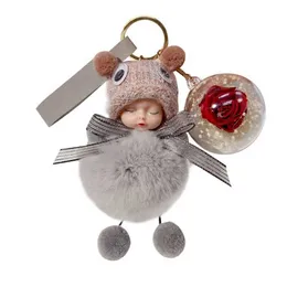 Cute soft cute doll key chain women creative Eternal flower rabbit fur accessories car key chain backpack pendant Couple gifts G1019