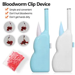 Solucan Bloodworm Klip Cihazı Taşınabilir ABS Olta Takımı Balıkçılık Yemleri Cazibesi Aksesuar 250 Lastik Bantlar ile