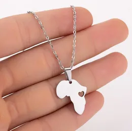 Älskar Africa Map Pendant Necklace Hollow Heart Halsband med silverguldkedja för kvinnor män mode smycken will och sandy