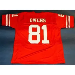 Mitch 맞춤형 축구 유니폼 남성 청소년 여성 빈티지 81 Terrell Owens 희귀 한 고등학교 크기 S-6XL 또는 모든 이름과 번호 유니폼