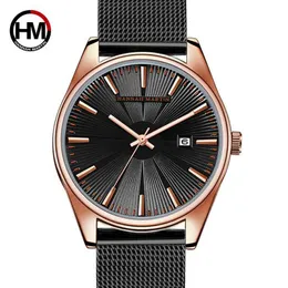 Design Stainless Steel Mesh Band Luxury Men Quartz-Watch Vattentät Kalender Top Märke Mode Armbandsur Relogio Masculino 210527