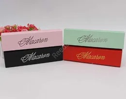 Macaron Cake Boxes Home Made Macaron Chocolate Boxes Biscuit Muffin Box Retail Paper Packaging 20.3*5.3*5.3cm Black Pink Green DAR166