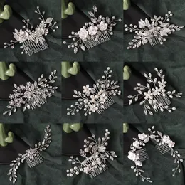 Клипы для волос Barrettes Fashion Silver Color Design Tiaras Свадебные гребни хрустальные жемчужины