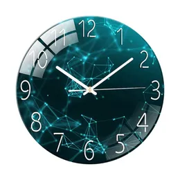 Other Clocks & Accessories Glass Wall Clock Modern Design Landscape Light Luxury Colorful Art Decorative Living Room Bedroom Home Decor