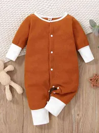 Baby färgblock knäppas upp jumpsuit hon