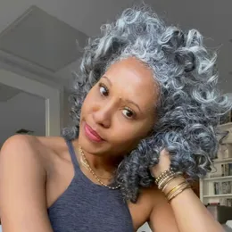 Silver Grey kinky curly hair puff pony tail , 14inch 1pc Clip in african american curl Slick ponytail weave gray human-hair extension