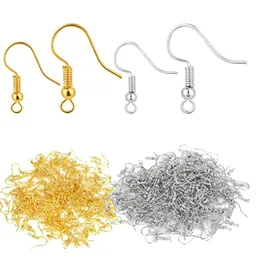 200pcs (100pair) крючки для серьги из нержавеющей стали, провода французская катушка и ухо в стиле шарика для изготовления ювелирных изделий, цветов серебро.