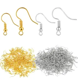 200pcs (100pair) Edelstahl-Ohrringhaken, Drähte Französische Spule und Ballstil Nickelfreies Ohr für Schmuckherstellung, Farben Silber .Gold