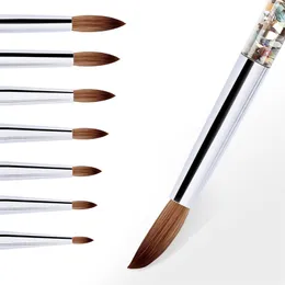 Glitter Handle Nail Art Brush 100% Nylon Manicure Acrylic Nails Round Arts Brushes 7 Sizes DIY Tools