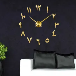 東洋のアラビアのユニークな装飾的な壁掛け時計DIYミラー表面壁のステッカー家のリビングルームの装飾210930