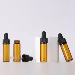 유리 에센셜 오일 병 앰버 4ml 아이 드롭퍼 병 검은 뚜껑 2200pcs/lot