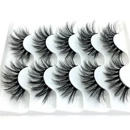 Cílios Falsos 2022 5/10 PARES Mink 3D chicote grosso Crisscross Maquiagem Eyelash Extensão Natural Volume Natural Falso Olho