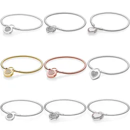 Moments Lock Your Promise Regal Heart Signature Padlock Bracelet Fit Fashion 925 Sterling Silver Bangle Bead Charm DIY Jewelry