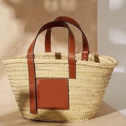 Women's Designer Bags Grass Woven Basket Bag Trend Genuine Leather Holiday Beach Handbags