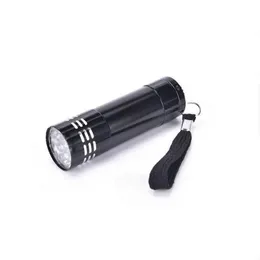 4 Colors Mini Portable UV Ultra Violet Blacklight 9 LED Flashlight TAluminium Flashlight Torches Novelty Items