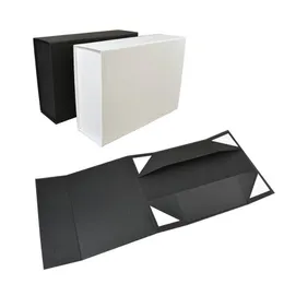 磁気クロージャーふたの折りたたみブラックの白いハードギフトボックスの箱の子供の靴収納ボックス22x16x10cm LX3806