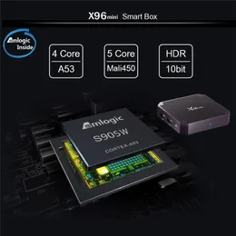 X96 مصغرة الروبوت 10 مربع التلفزيون الذكي 2GB 16GB AMLOGIC S905W SET TOUS BOX المزدوج WIFI 2.4G5G 4K Media Player YouTube IPTV