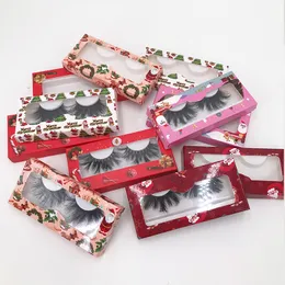 Partihandel Jul Lash Box Ny design 3d Mink Lashes Förpackning Boxar Anpassad Privat Logo Tom Eyelash Case