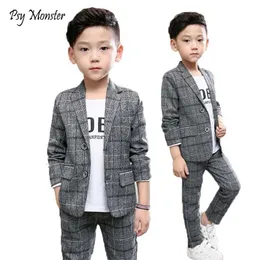 Uniforme scolastica Vestito da ragazzo Abiti da compleanno formali Matrimoni Pantaloni giacca 2 pezzi Bambini Gentleman Party Set di abbigliamento per bambini F64 211224