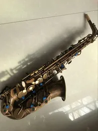 Mark VI Model antik koppar simulering e platt altsaxofon eb Tune Professional Musical Instrument Sax Full Flower with Reeds Case Accessories