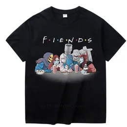 ヴィンテージ漫画の宇宙スケルトターシュレッダーTシャツカジュアルカムセタラウンドネック面白い友達Homme Tee 210629