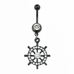 Alloy Diamond Rudder Belly Button Ring Belly Button Nail Piercing Smycken