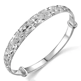 Bröllopstillbehör 925 Sterling smycken silver mode full stjärniga damer armband smycken kvinnor ingen blekna Bangle Birthday Present