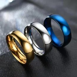 Stainless Steel Wedding Rings Golden Smooth Women Men Couple Ring Fashion Jewelry