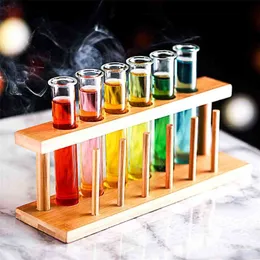 6 Piece Lot Test Tube Cocktail Glass Set With Free Rack Stand Bar KTV Night Club Home Party S Glasses Tipsy Holder Wine Cup 210827