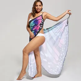 Wipalo Kobiety Plus Size Butterfly Wrap Cover Up Sukienka Wing Beach Big 5xl Casual Damska Sarongs