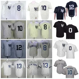 Baseball vintage 0 Koszulka Adam Ottavino Retro 1929 1939 1951 Emerytura 8 Yogi Berra 10 Phil Rizzuto 12 Wade Boggs 13 Alex Rodriguez Prążki Biały Granatowy Czarny Szary