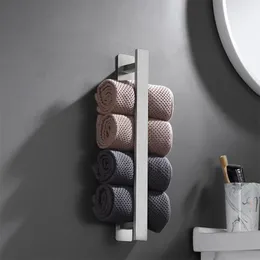 Handduksställ svart/borstat badrum rostfritt stål rack tvättduk Facecloth hållare stansfri 40 cm