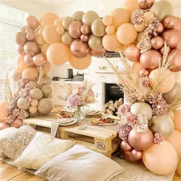 Patimat ros guld ballong båge krans kit bröllop födelsedag balong födelsedagsfest dekor barn baby shower latex konfetti ballon 211216