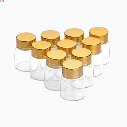 27 * 35 mm 24 Stück 8 ml Glasflaschen Aluminiumschraube Goldene Kappe Leere transparente klare Flüssigkeit Geschenkbehälter Wunschflasche GläserGute Menge