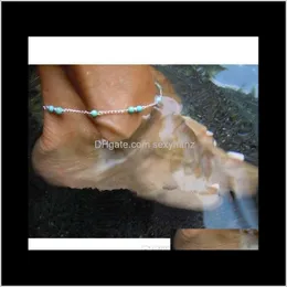 Cavigliere Drop Delivery 2021 1Pc unico bello perline di pietra Sier catena di colore cavigliera souvenir braccialetto alla caviglia gioielli piede vendita veloce C4Aho