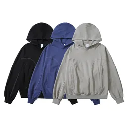 2022 High Street Patchwork Vibe Style Button Hoodie Sweatshirts Men and Women Solid Oversized Retro Casual Couple hoodie