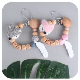 INS FOX Wood Baby Pacifier Holders Smasifiers Clips Zapobiegaj spadającym niemowlęciu kreskówki gutta do karmienia dzieci