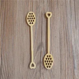 Wooden Honey Stir Stick Long handle Hollow out stirring Spoon Eco-friendly wood Sticks Kitchen restaurant Spoons Dinnerware BH5041 WLY