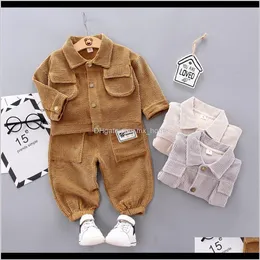 Setleri Giyim Bebek Annelik Bırak Teslimat 2021 Toddler Çocuklar Bebek Erkek Kız Ceket Ceket Gömlek Pantolon 3 adet Kıyafet Giysileri Set Vqkla